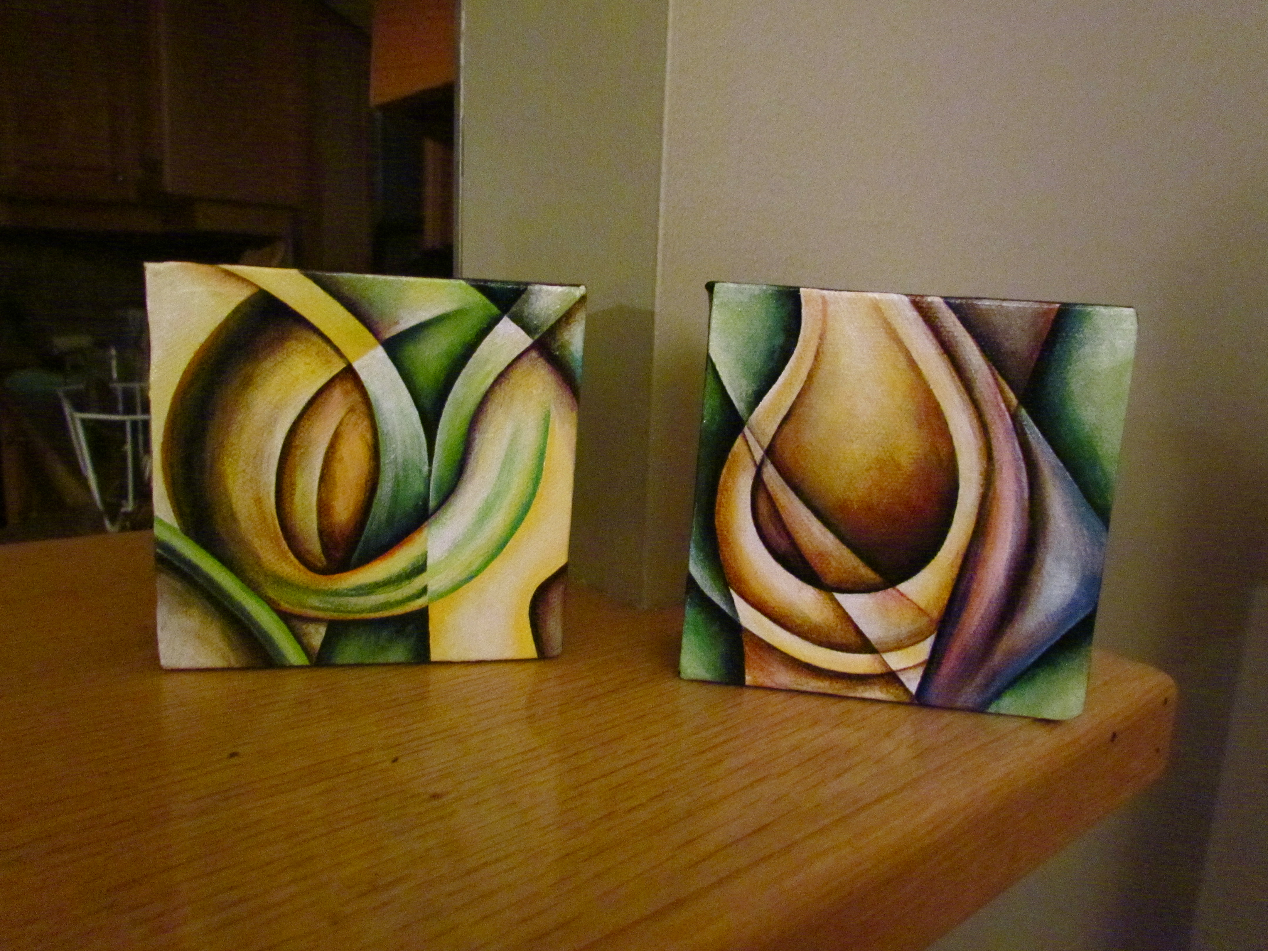 Miniatures of skunk cabbage, acrylic